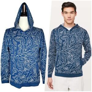 Lululemon | Men | Geo Knit Poseidon Silver Slate Active Travel Hoodie | Medium